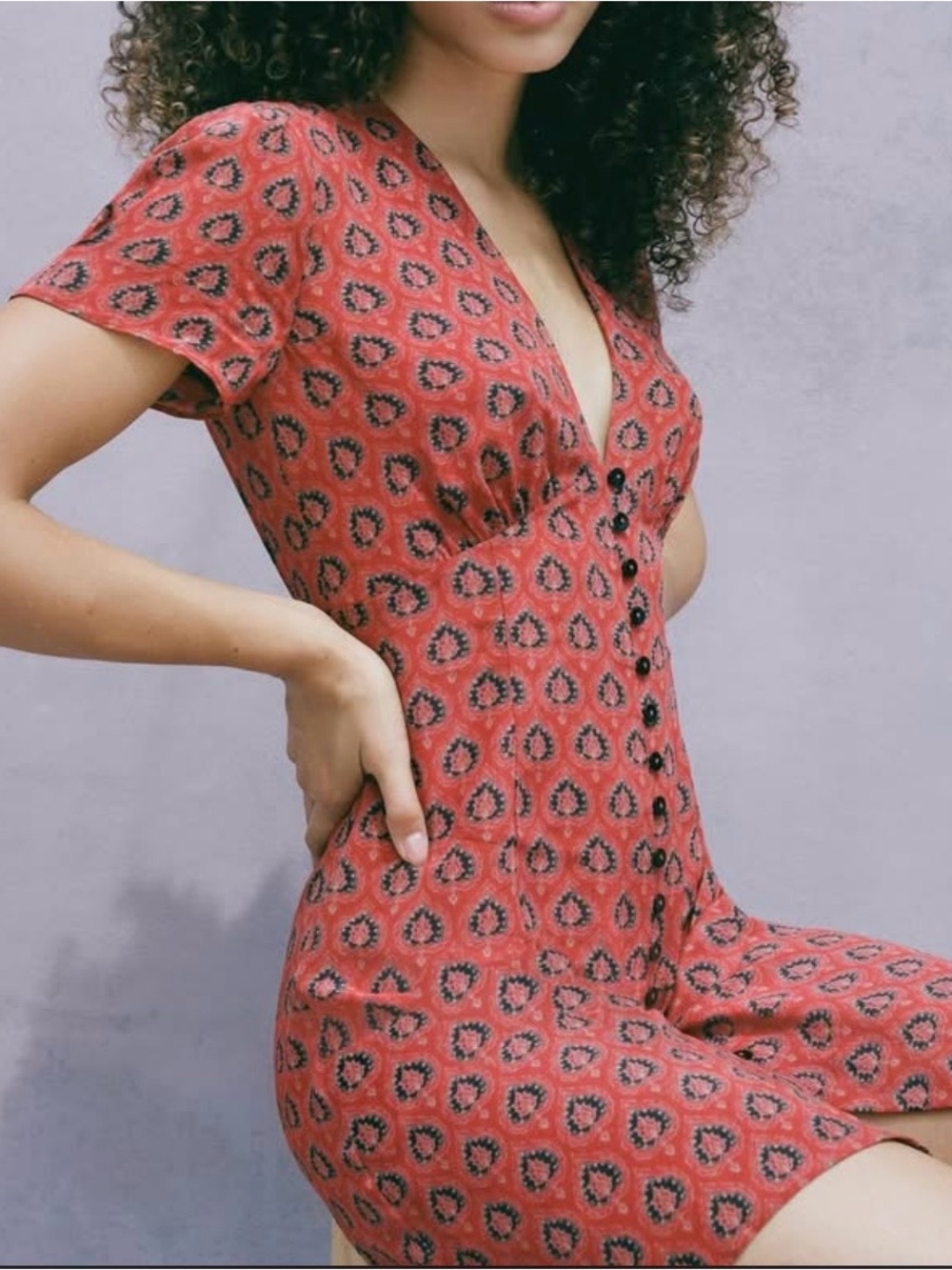 Réalisation Par The Cecile Red Floral Silk Mini Dress Size XS - Picture 5 of 15